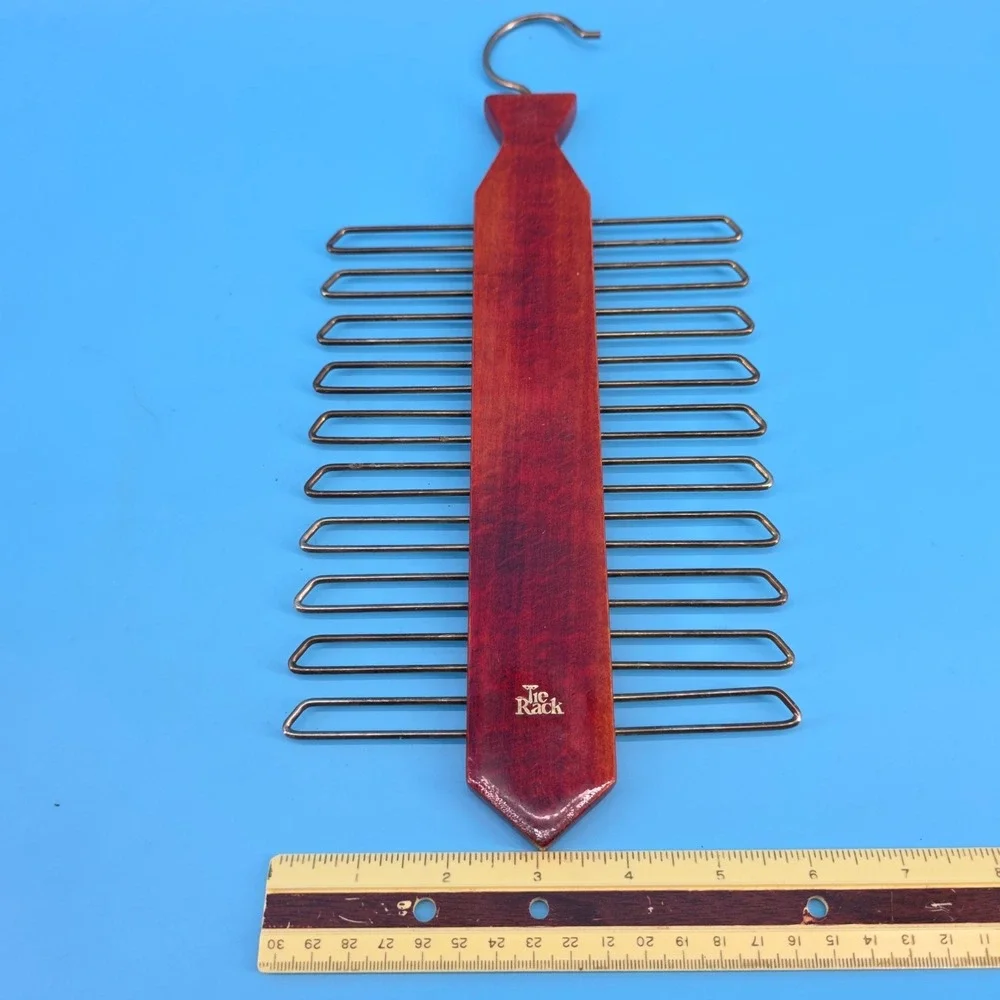 The Tie Rack Vintage Wooden Tie Hanger Organizer Mahogany Finish 20 Hook Holder